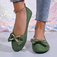thumbnail image 6 of Ladies 2026 Summer Flat Shoes Solid Color Vintage Bow Low Cut Soft Sole Slip On Lightweight Cushioned Orthopedic Arch Support Wide Toe Box Comfort Walking Daily Footwear Green 39, 6 of 9