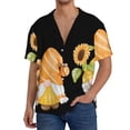 thumbnail image 1 of Fotbe Hello Spring Sunflower Gnomes Camisa Estampada de Manga Corta para Hombre, Casual de Verano, Estilo Playero, Sin Arrugas-Large, 1 of 5
