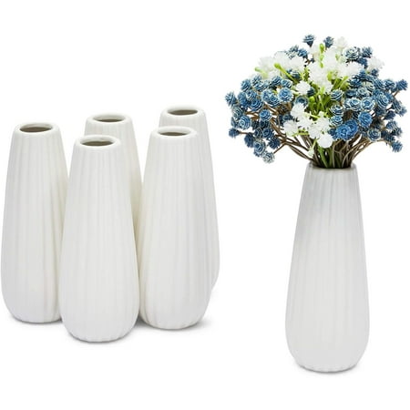 6-Pack Mini Round White Ceramic Flower Vases Floral Vase for Home Decor ...