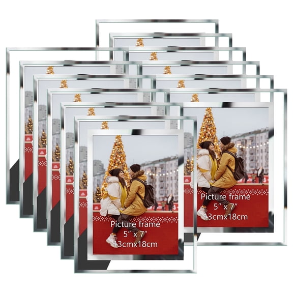 12 Pack 5x7 Glass Picture Frames Set, Clear Floating Photo Frames for Desktop Display