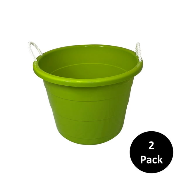 Homz 17 Gallon RopeHandled Storage Tub, Lime, Set of 2