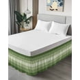 thumbnail image 4 of Sage Green Bed Skirt King Size 18" Drop Ombre Stripe Ruffled Wrap Around Bed Skirts Adjustable Elastic Bedskirt Dust Ruffle for King Size Bed, 4 of 7