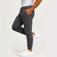 thumbnail image 3 of MKKAS Men's Joggers with Pockets Multi-Color Fleece Tapered Sweatpants for Lounge and Casual Wear Spring Fall Activewear, Dark Gray, XL, 3 of 9