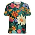 thumbnail image 5 of Nostalgic Vintage Floral T Shirts Basic T-Shirt Short Sleeve Ladies Tee Shirt Summer Graphic Clothing, 5 of 6