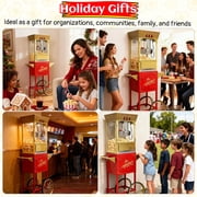 Chicdaze Popcorn Machine with 12 oz Kettle, Makes up to 48 Cups, Vintage-Style Popper with Cart on Wheels for Home
