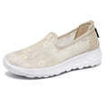 thumbnail image 4 of IEMIEMIEM Sneakers for Women 2026 Fashion Embroidery Floral Mesh Air Comfort Chunky Sole Hidden High Heels Slip On Loafers Breathable Walking Work Shoes with Arch Support Beige 8 Wide, 4 of 7