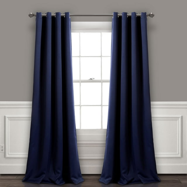 Lush Decor Rideaux-Grommet Panneau avec Doublure Occultante Isolé, 84" L Paire, Bleu Marine