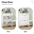 thumbnail image 4 of VEANERWOOD Shoe Storage Cabinet with 2 Flip Drawers, Wooden Shoe Rack with Removable Shoe Bench for Entryway, White, 4 of 8