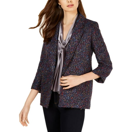 Nine West Womens Tweed Suit Separate Open-Front Blazer