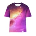 thumbnail image 4 of Mifsaly Galaxy Space Print Tee for Women Crewneck Short Sleeve Summer Tops Soft Stretchy Lightweight Breathable T-Shirts Casual Daily Going Out Flattering Versatile Trendy Shirt XL, 4 of 5
