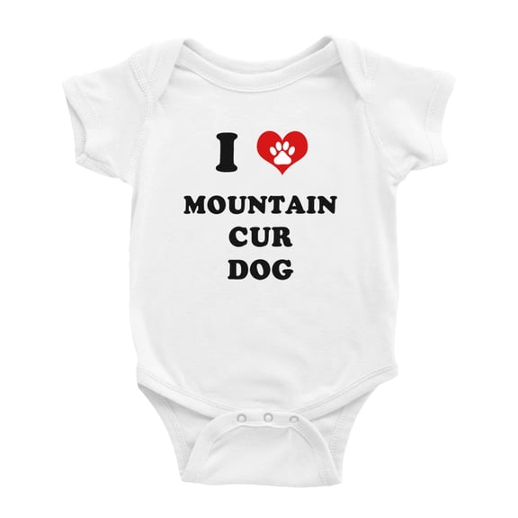 I Heart Mountain Cur Dog Funny Cute Baby One-pieces (White, 6-12 Months)