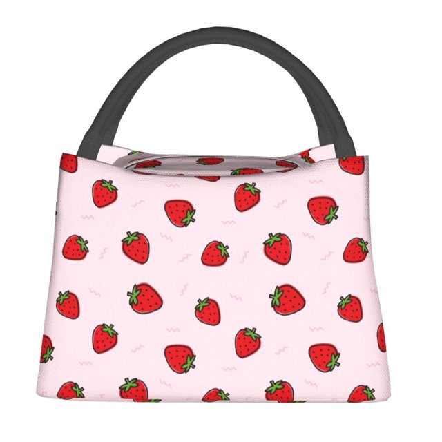 Easygdp Strawberry Bolsa de Almuerzo Insulada Reutilizable, Bolsa de Mano y Bandolera para Oficina, Trabajo, Viajes
