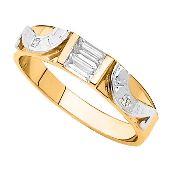 Dimaya Fine Jewelry Bague de Mariage pour Femmes en Or 14K Bicolore avec Zircon Cubique et 4mm