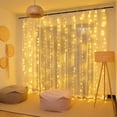 thumbnail image 2 of Morttic 9.9ft x 9.9ft 300 LED Fairy Curtain Lights, USB Plug in 8 Modes Fairy String Hanging Lights with Remote for Bedroom, Indoor, Outdoor, Weddings, Party, Decorations, Warm White, 2 of 8