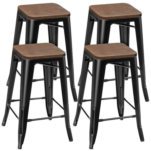 Gymax Set Of 4 Counter Height Backless, Most Stable Bar Stools