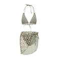 thumbnail image 4 of Liacowi Women's Three-Piece Bathing Suit, Diamond Lattice Bikini Bra + Swim Briefs + Tie-Up Beach Towel Style Skirt, 4 of 9