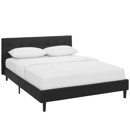 - Hawthorne Collections Faux Leather Upholstered Queen Platform Bed in Black