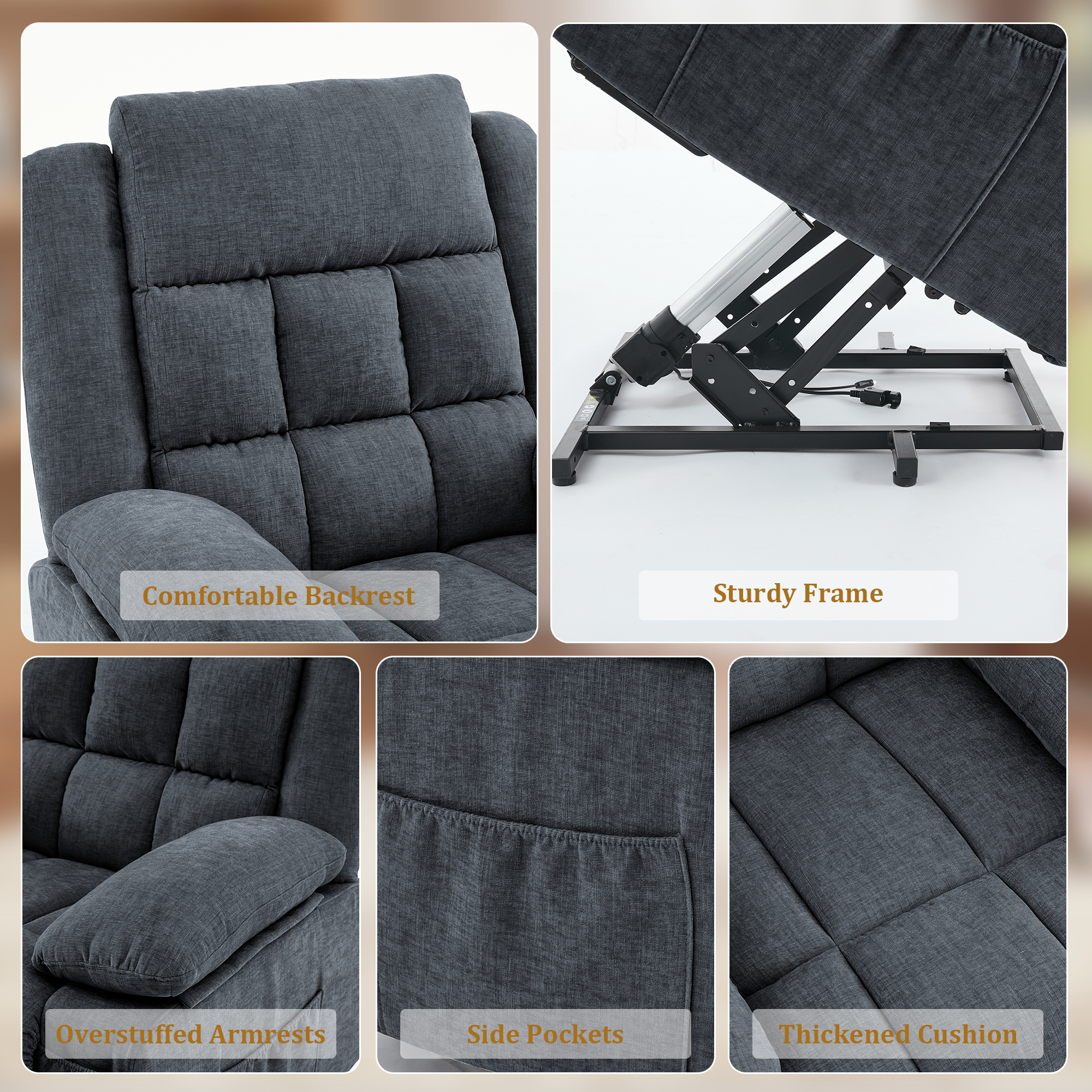 Korser Power Lift Recliner for Elderly with Heat and Massage Recliner Chair with Infinite Position Electric Lift Chair for Living Room,Dark Grey