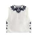 thumbnail image 3 of Nrmvnmi Women's Vintage Embroidered Vest Boho Open Front cropped Vests top Sleeveless Floral Cardigan 2024 Boho-style Streetwear For women Black, 3 of 4
