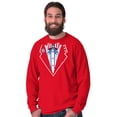 thumbnail image 4 of American Flag Tuxedo Funny July 4th Men's Big & Tall Long Sleeve Graphic Tee Brisco Brands 2X, 4 of 5