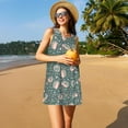 thumbnail image 3 of Balery Hedgehogs and Flowers Pattern Women’s Summer Dresses – Loose Sleeveless Sundress, Casual and Comfortable Beach Dress for Hot Days, 3 of 7