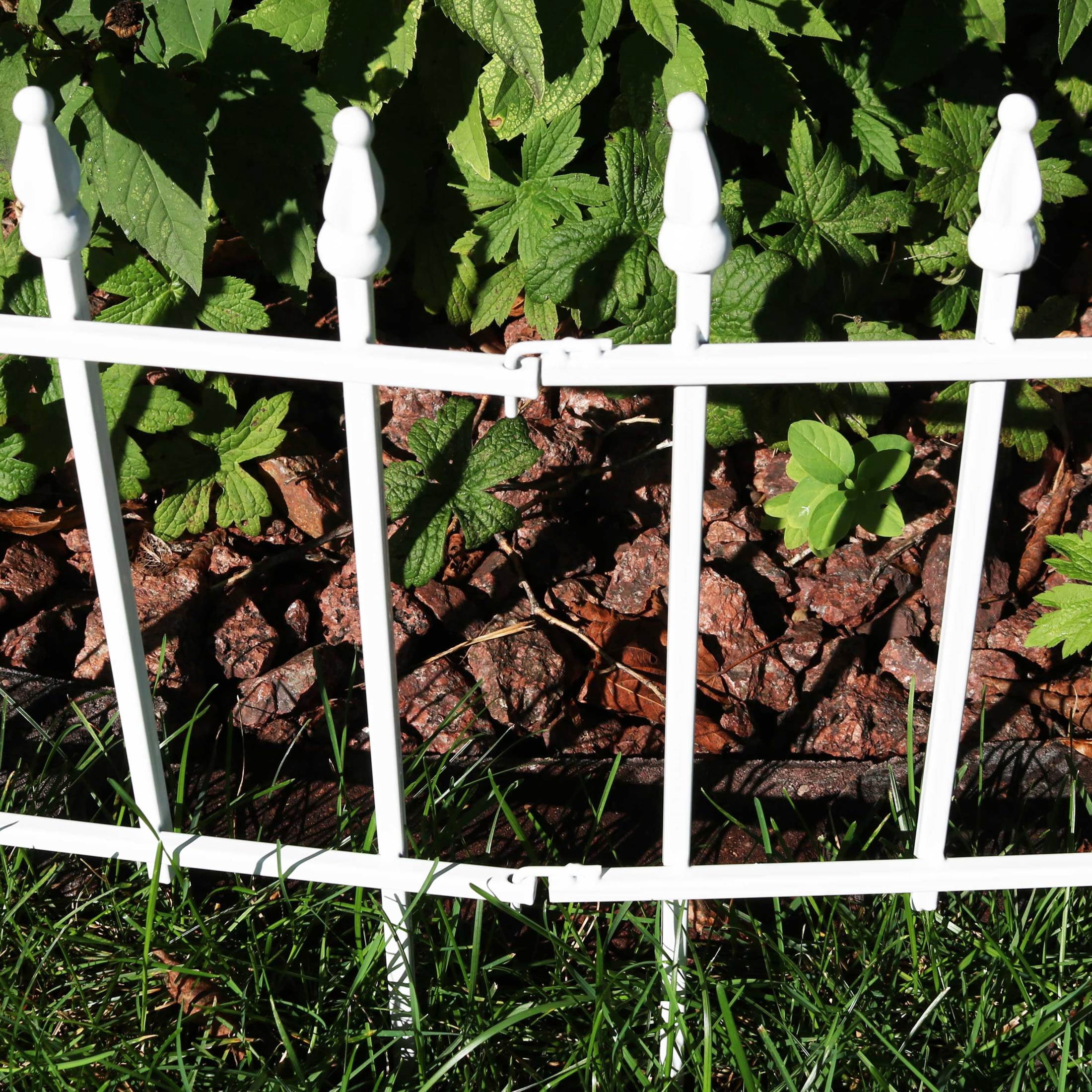 Sunnydaze Roman 18" x 22" White Iron Decorative Garden Fence Panels (5 Count)