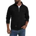 thumbnail image 3 of Mens Mock Neck Sweatshirts with Zipper and Multi-Pockets Fleece Lined Shirts Long Sleeve Solid Color Pullover Thermal Warm Athletic Sweatshirt Tops, 3 of 4