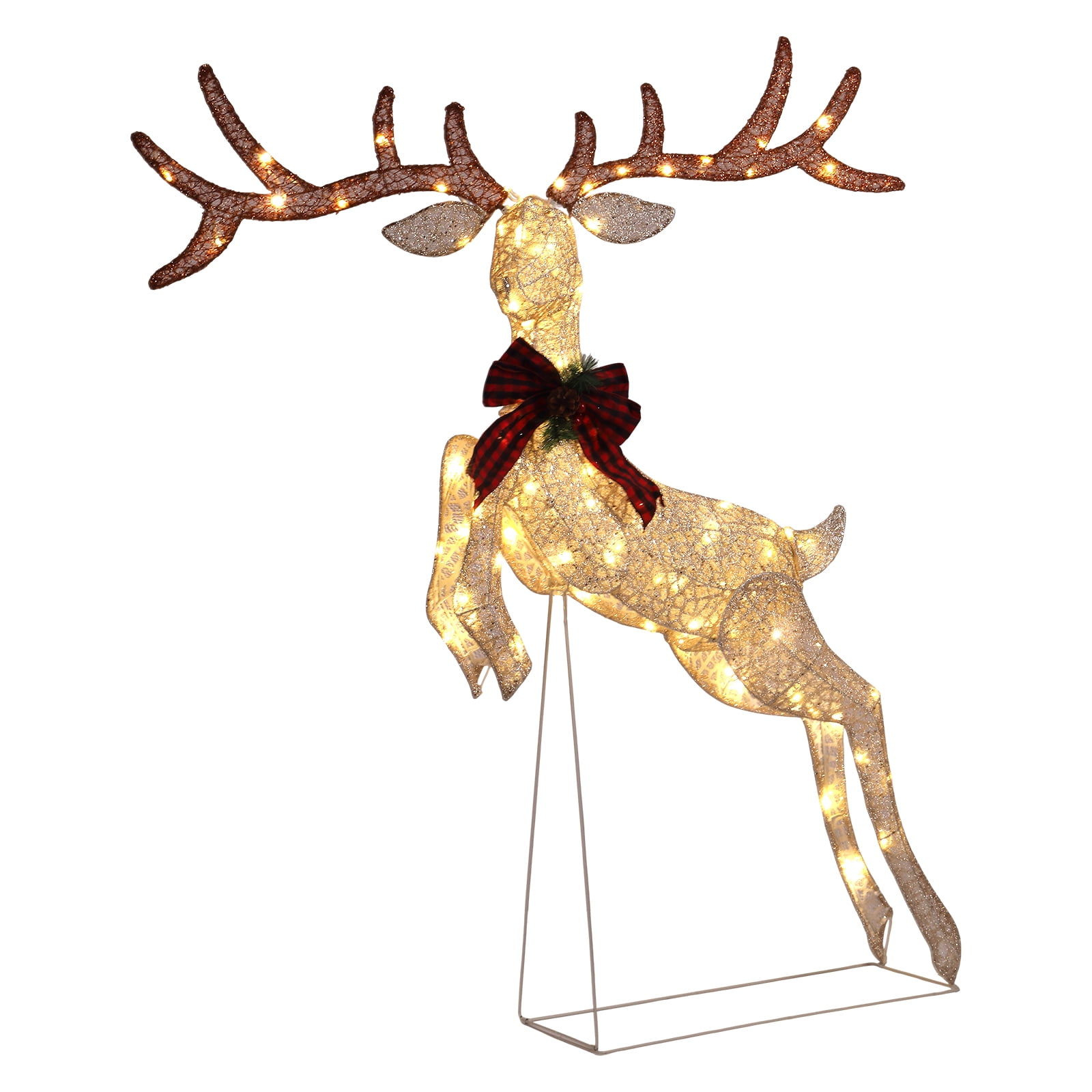 Astoutdoor Lighted Jumping Reindeer Christmas Decoration, 100 Warm White LED Lights, Indoor Outdoor Holiday Display