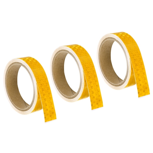 Cinta Reflectante Uxcell, 3 Rollos de 15 pies x 1 pulgada Cinta de Seguridad Adhesiva de Alta Visibilidad Reflectora, Amarillo
