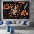 thumbnail image 3 of Mudket Framed Leopard with Orange Flowers Canvas Wall Art, Dark Jungle Leopard Print Wall Decor for Office, Trendy Animal Wall Art, Ready to Hang - 12"L x 8"W, 3 of 10