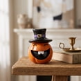 thumbnail image 3 of Cute Hat Wearing Pumpkin Resin Figurine Set, Spooky Tabletop Ornament, Minimalist European Style Decor for Halloween Living Room Shelf Indoor Holiday Party Display, 3 of 7