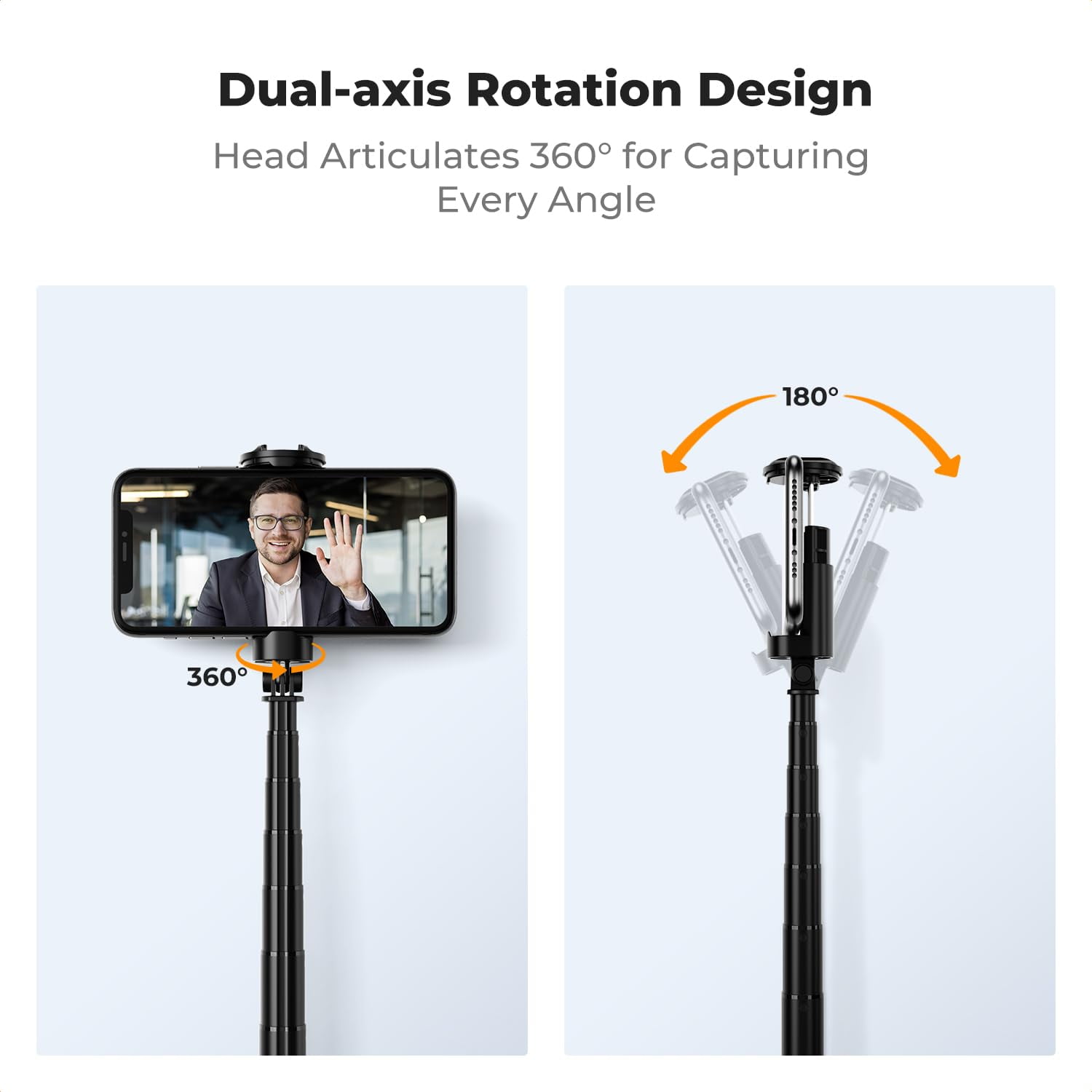 K&F CONCEPT 69" Selfie Stick, Pop Open & Quick Fold Phone Tripod, 360° Rotatable Selfie Stick with 9 Button Bluetooth Remote, Cell Phone Tripod for Travel, Live Streaming, Vloggers, Black