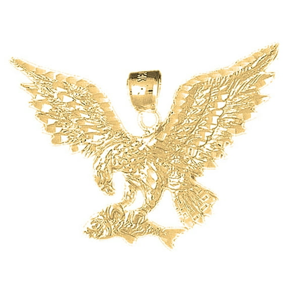 18K Yellow Gold Eagle Pendant - 34 mm