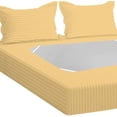 thumbnail image 6 of D.N.G. BEDDINGS 3 Piece Box Spring Cover - 100% Egyptian Cotton, 800 TC, Wrap Around 4 Sides Bed Skirt for Hotel & Home, Fits Box Springs up to 15 Inch - Queen, Stripe Gold Color, 6 of 9