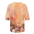 thumbnail image 5 of Stamzod Womens Blouses Fashion Vintage Floral Printing Round Neck Half Sleeve Pullover Tshirts Daily Casual Loose Basic Summer Tops for Women 2025 Orange XL, 5 of 5