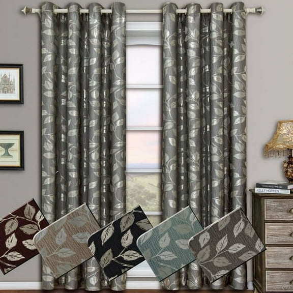 Charlotte Pair (Set of 2) Jacquard Grommet Window Curtain Panels