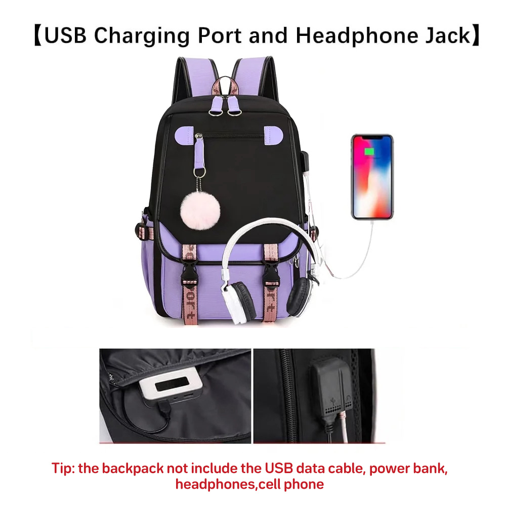 SANMADROLA School Backpack Bookbag, Heavy Duty Backpack 21L Schoolbag Bookbag with USB Charge Port