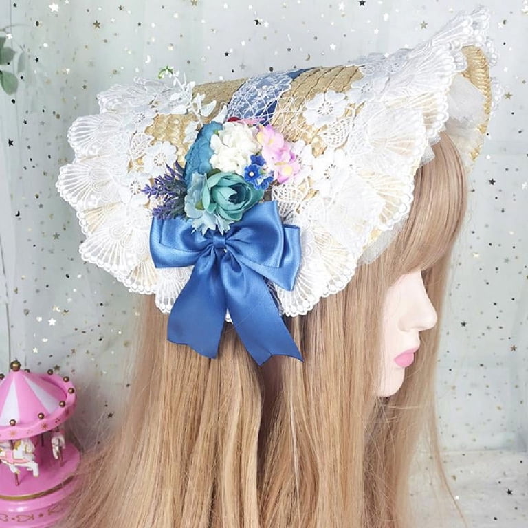 GENEMA Handmade Lolita Pastoral Bonnet Straw Hat Sweet  display picture 3