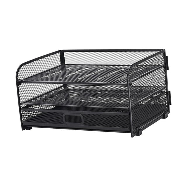 Organizador de escritorio, archivador, estantes de almacenamiento de s, suministros de oficina plegables con 1 cajón Zulema Bandeja de almacenamiento de documentos de archivos