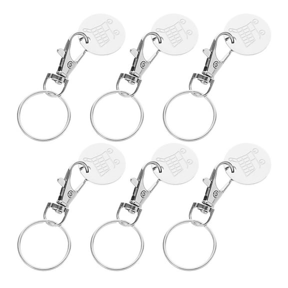 GETAJGHSD 6Pcs Stainless Steel Shopping Trolley Token Keychain 3×1×0.6in