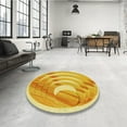 thumbnail image 3 of Ahgly Company Indoor Round Patterned Bold Yellow Area Rugs, 3' Round, 3 of 6