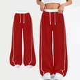 thumbnail image 2 of GiLiling Girls Parachute Pants, Y2K Wide Leg Cargo Sweatpants, Drawstring Waist Joggers with Pockets (Red, 8-9 Years), 2 of 8