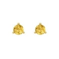 thumbnail image 3 of 1 Ct Round Cut Studs Yellow Crystal 18K Yellow Solid Gold Everyday Dainty Earrings Screw Back, 3 of 7