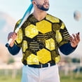 thumbnail image 4 of Fotbe Geometric Pattern with Bee Baseball Jersey Shirt for Men and Women, Casual Short Sleeves Button Down T-Shirt-4X-Large, 4 of 9