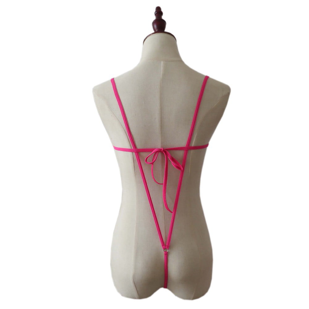 ALSLIAO Sexy Women G-String Underwear Bikini Set Bra Top Thong Lingerie  Swimwear Pink