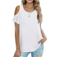 thumbnail image 4 of Top Con Hombros Descubiertos, Ribete De Encaje, Blusa Con Hombros Recortados, Transpirable, Cuello Redondo, Lindo Para Mujeres, Para Vacaciones, Fiesta En La Playa ANGGREK No, 4 of 5