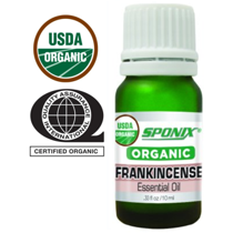 Organic Frankincense Essential Oil 10 mL - Aromatherapy Oil - Therapeutic Grade - with FREE Cucumber Face & Body Nourishing Cream by Sponix