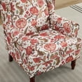 thumbnail image 5 of CQSXDA Floral Upholstered Armchair With Retro Wood Legs, Single Sofa Chair For Living Room And Office, 
Bean paste red, 5 of 15