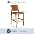 thumbnail image 7 of BELLEZE Boho Woven with Solid Wood Frame Bar Stools, Brown (Set of 2), 7 of 7