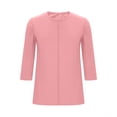 thumbnail image 5 of LNWUY Women Fashion Solid Color Long Sleeve Tops Dressy Casual Crew Neck Tshirts Basics Tee Work Blouses Spring and Summer Tops Pink XL, 5 of 5